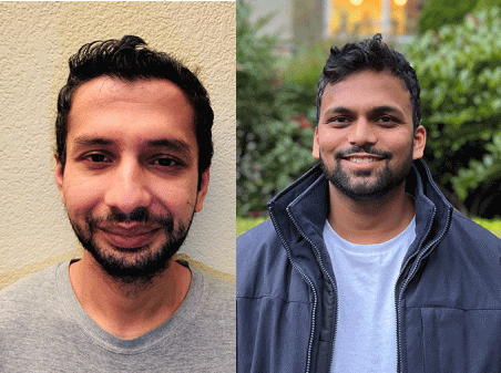 University of New Orleans computer science students Pujan Pokhrel (left) and Krishna Shah (right) were recently hired at Amazon.