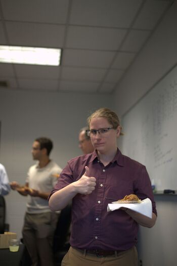 Austin enjoying a well-deserved feast at our GulfSCEI pre-Christmas luncheon.